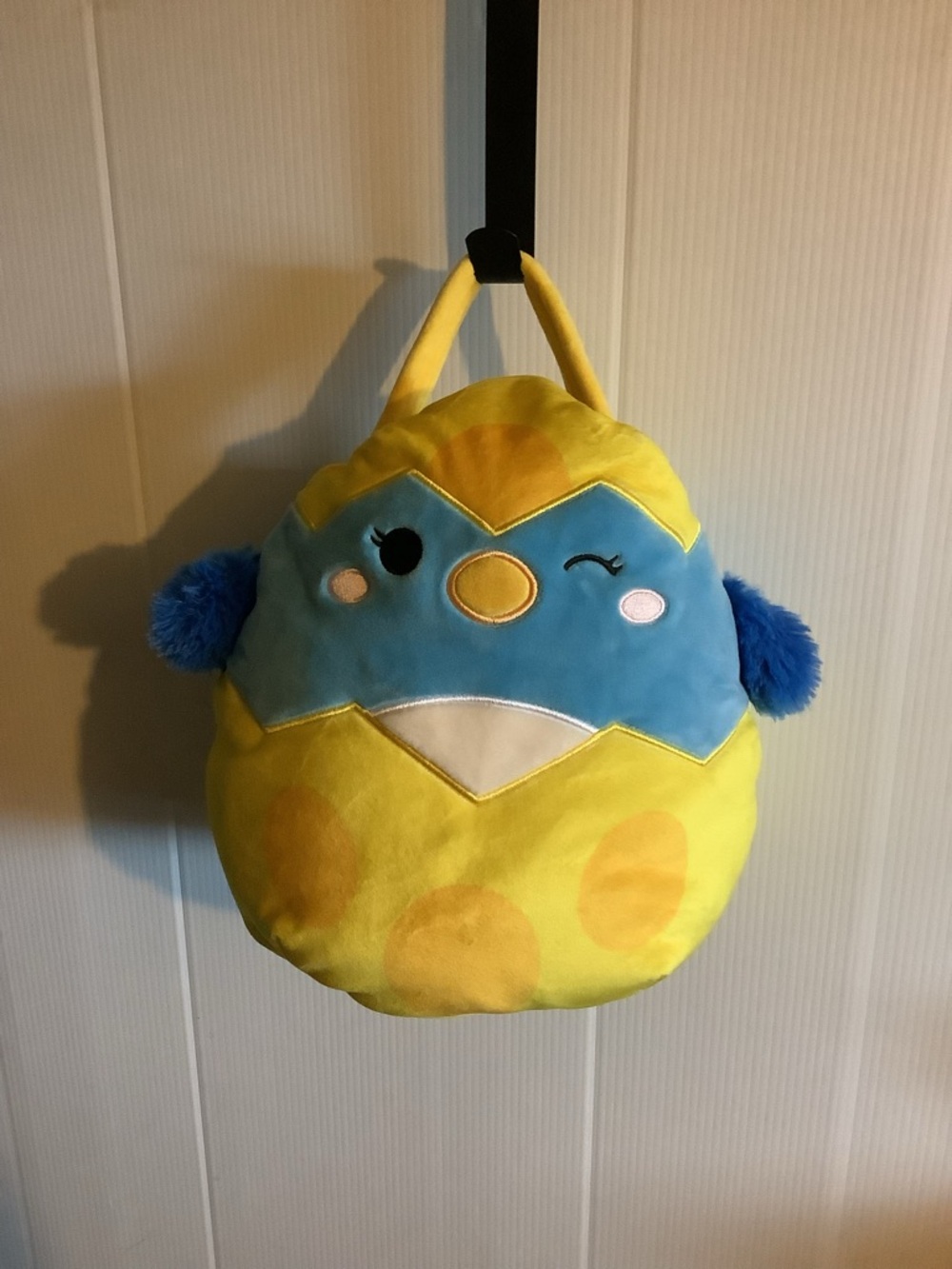 Squishmallows Yellow & Blue Plush Chick basket